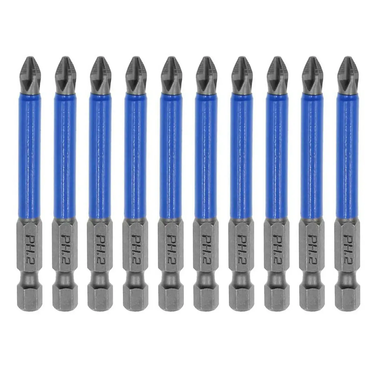 

Silver Blue Screwdriver Bits Drill 6.35mm 70mm Length Anti-slip Hex Shank ​10Pcs Tools For Hand Drill Screwdriver