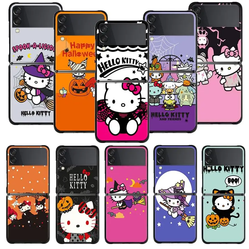 Halloween Hello Kitty Kuromi Custodia Per Telefono Per Samsung Galaxy Z Flip 5G Z Flip3 5G Z Flip4 Z Flip4 5G Z Flip5 5G Cover Rigida