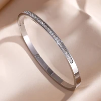 ZAKOL 5/1 pièces ensemble de bracelets en acier inoxydable incrusté de zircone scintillante pour femmes bracelets empilables mode ne se décolore pas bijoux cadeau 2