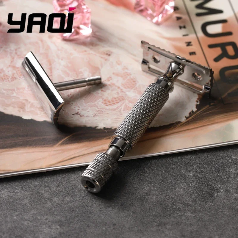YAQI PILOT 스테인리스 스틸 안전 면도기 - 길이 84mm 0.95mm 간격 저자극성 남성용 럭셔리 그루밍 필수품