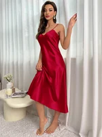 Chemise de nuit pour femmes, bretelles Spaghetti, col en V, élégante, luxe, confortable, respirante, vêtements de détente, loisirs quotidiens, Style classique 1