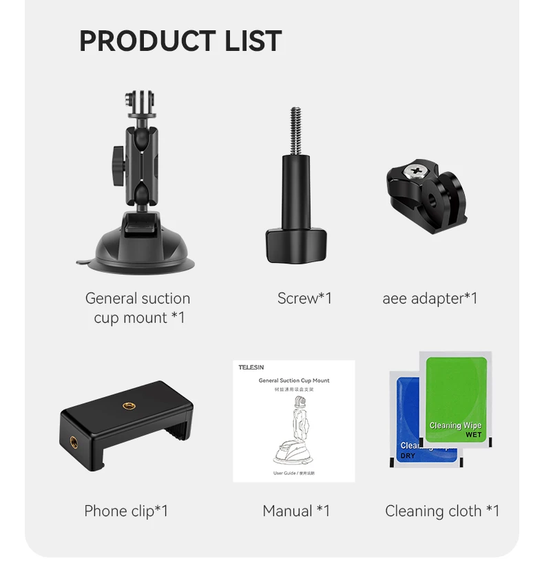 Action Camera Holder Suction Cup For DJI OSMO Action Insta360 Smart Phone Holde