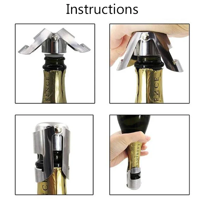 Wine Bottle Stopper Wine Beer Bottle Cork Plug Stainless Steel Champagne Sparkling stopper Bar Tools 1PC Sealing Bottle Cap