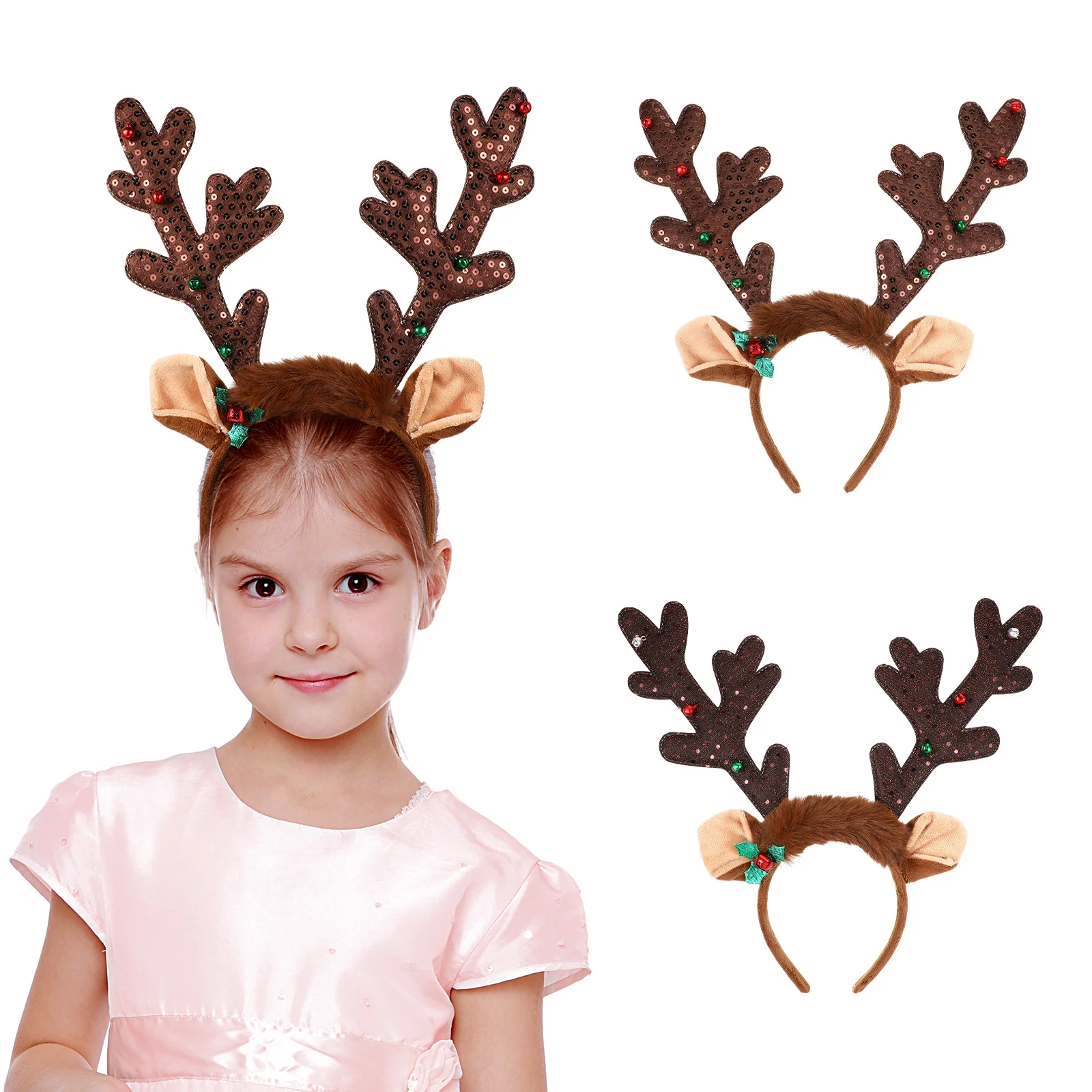 

Kids Costumes Antler Headband Antlers Party Headdress Big Sequin Hair Hoops Christmas Decorative Headbands Miss