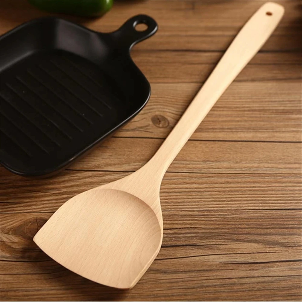 Cooking Kitchenware Long Handle Wooden Non-Slip Non-Scald Spatula Soup Spoons Household Heat Resistant Utensil Kitchen Accessory with kitchen utensils set