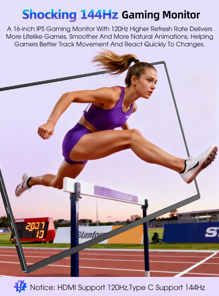 UPERFECT 2K 144Hz ポータブルゲーミングモニター 16インチ 2560*1600