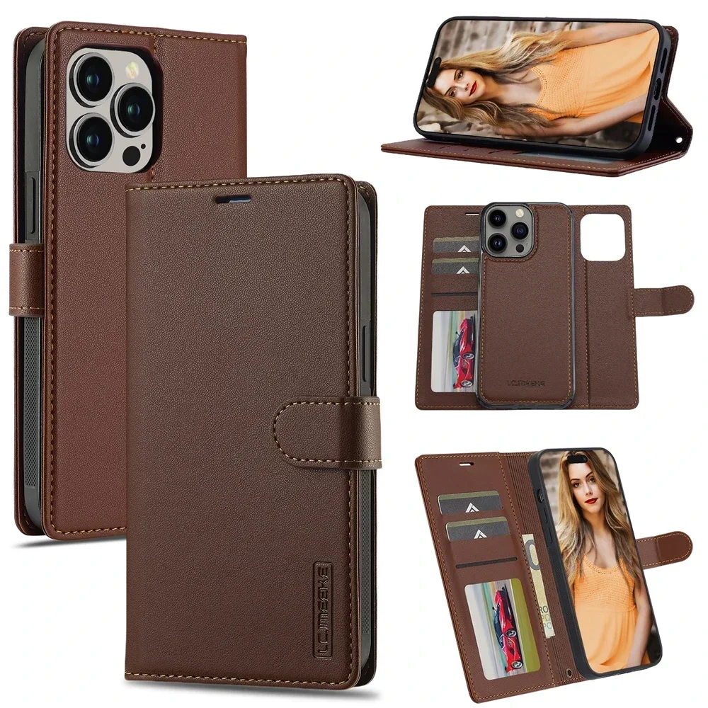 Deluxe 2-in-1 Removable Flip Leather Wallet Case with Magnetic Closure and Card Slot