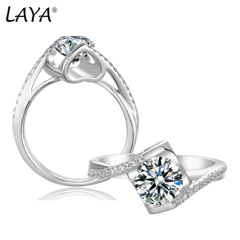 

LAYA Moissanite Ring 100% S925 Silver 1CT 6.5MM D VSS1 Passed the Diamond Test Wedding Jewelry Anniversary Wedding Band Ring