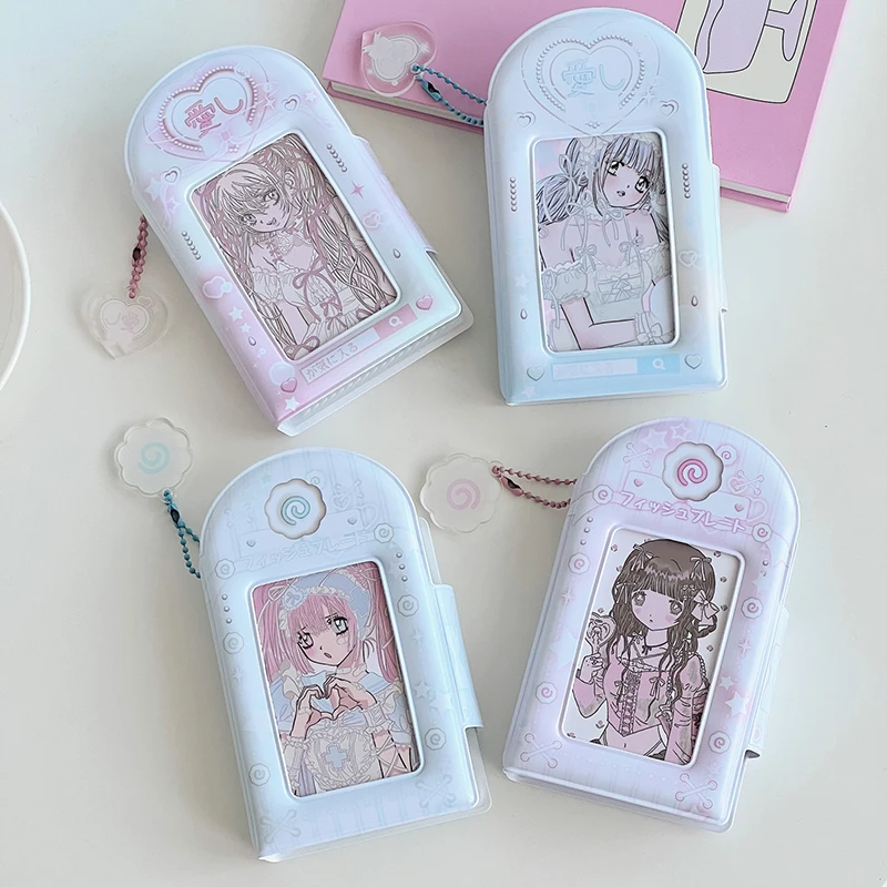 Blue Pink Hollow Photo Album 3 Pollici Kpop Idol Photocard Holder Cartoon Pendant Mini Instax Photos Collect Book Pictures Storage