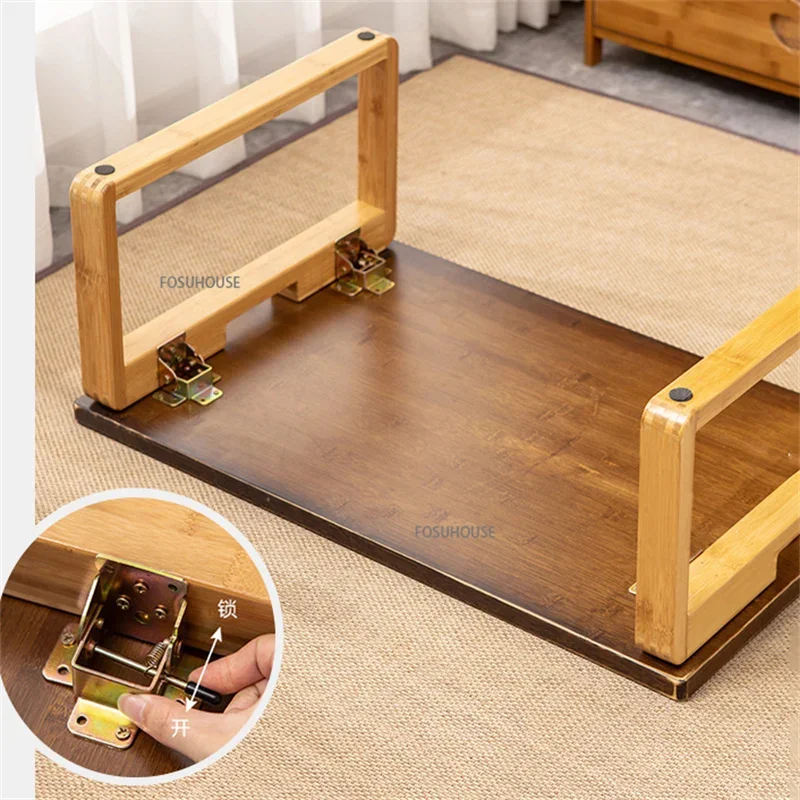 Solid Wood Folding Small Table Japanese Tatami Kang Table Bedroom Simple Sitting Low Balcony Bay Window Coffee Tables M