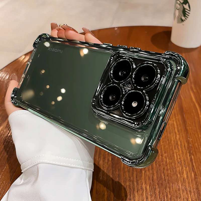 Luxury Plating Transparent Silicone Shockproof Phone Case with Lens Protection