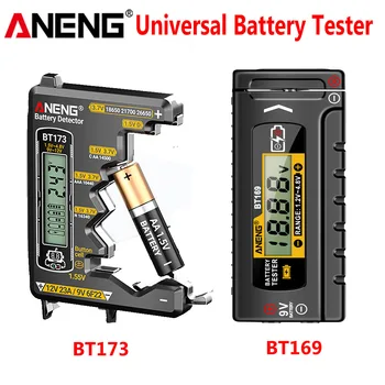 Tester per Batterie BT173 BT169, Rilevatore di Livello Batteria, Tester per Batterie 9V 12V AA AAA, Strumento Diagnostico per Batterie a Bottone, Voltmetro, Strumento per Elettricisti
