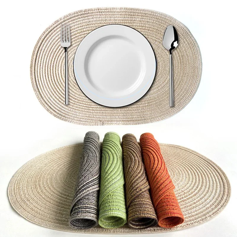 

Boho Oval Round Placemat Farmhouse Woven Jute Fringe Table Mats with Tassel Place Mat for Dining Room Kitchen Decor Tribal Folk