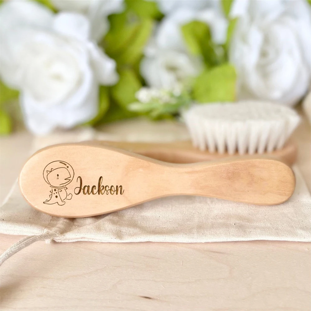 Personalized Baby Hairbrushes Custom Name Wooden Newborn Hair Brush Infant Comb Brush Birth/Baptism/Birthday Baby Shower Gifts hair comb hair brush comb hair comb set baby care set