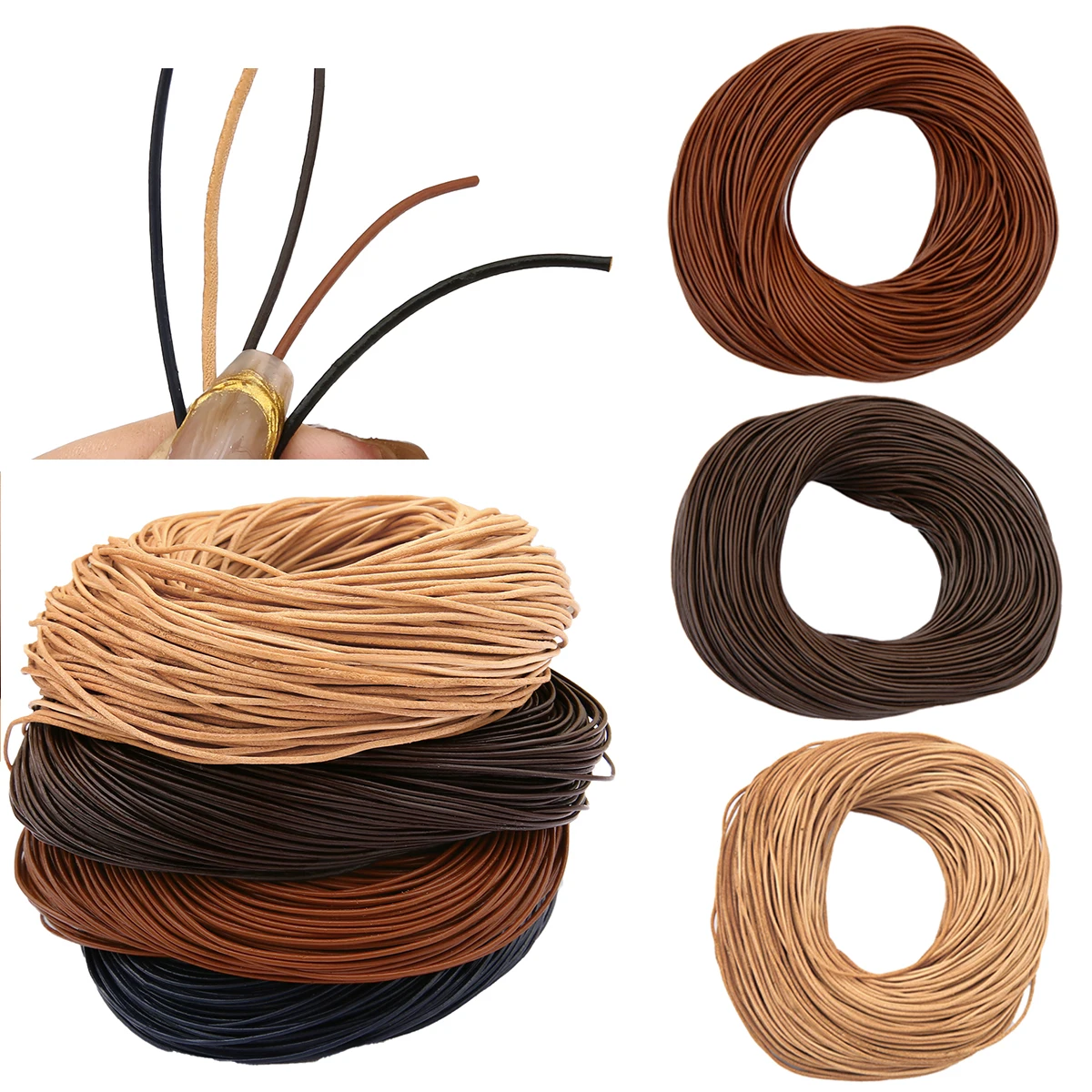 Description Picture 6 of item1-3mm Genuine Leather Rope 17 Colors 5m Ox Warble Round Elastic Thread String Cord for Clothes Shoes Jewlery Making Materials