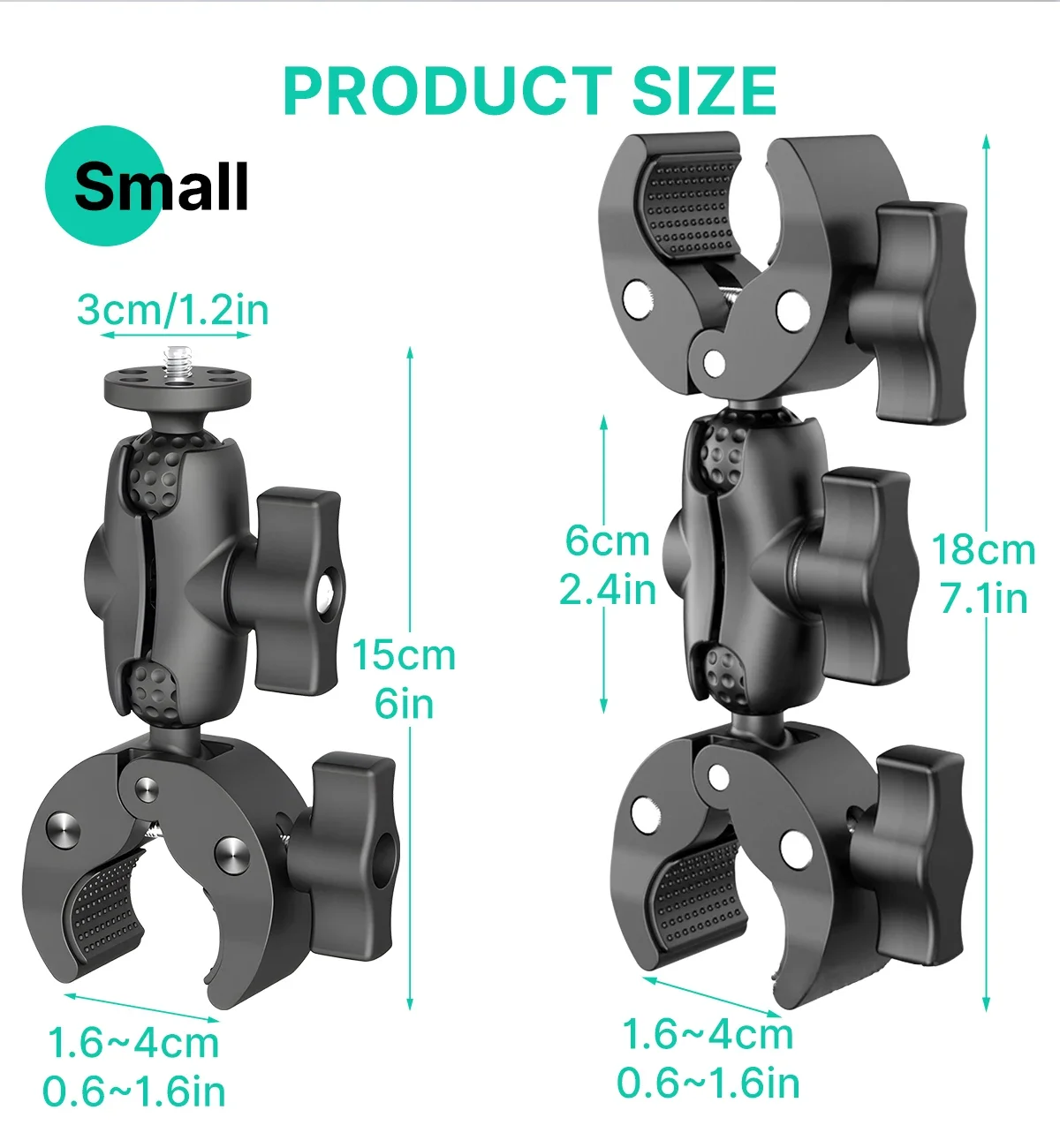 Support Double Pince pour GoPro Insta360 - 6/9/12 Pouces