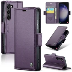 Premium Flip Leather Wallet Case with Magnetic Closure and Wireless Charging Compatibility - Samsung S21Ultra (PURPLE)