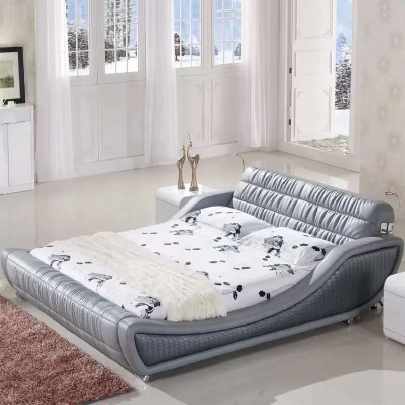 Minimalist Bedroom Set With LED Light Cheap Modern Luxury Bed Hotel Soft Beds