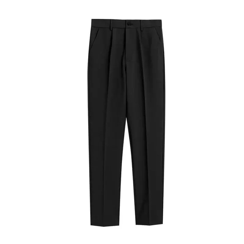 thumbnail image 1 of Pantalones de traje para hombre color caqui, pantalones ajustados con diseño trenzado para hombre, ropa marrón de primavera, sastrería, licra, vestido, clásico, novedad en el diseñador, 1 of 5