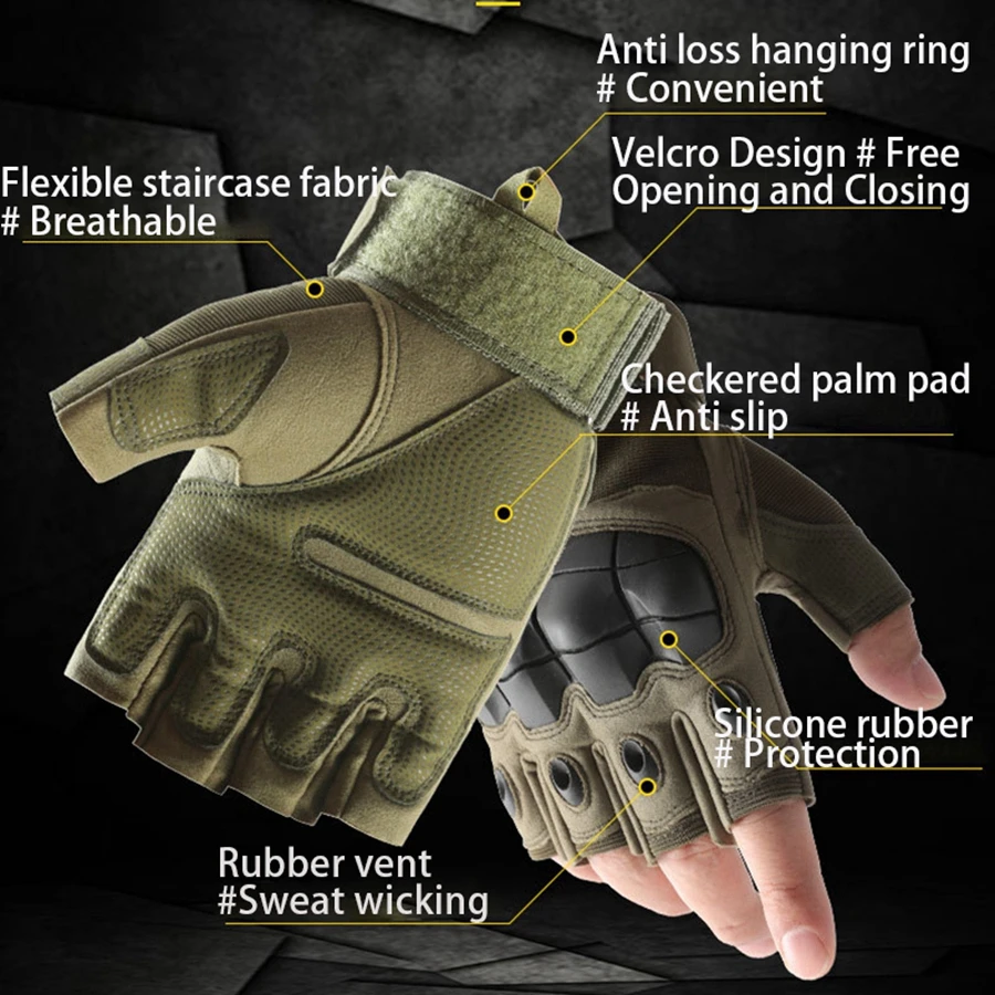 Outdoor Fingerless Gloves Hard Knuckle Paintball Riding Hiking Cycling Half Finger Gloves fingerless gloves