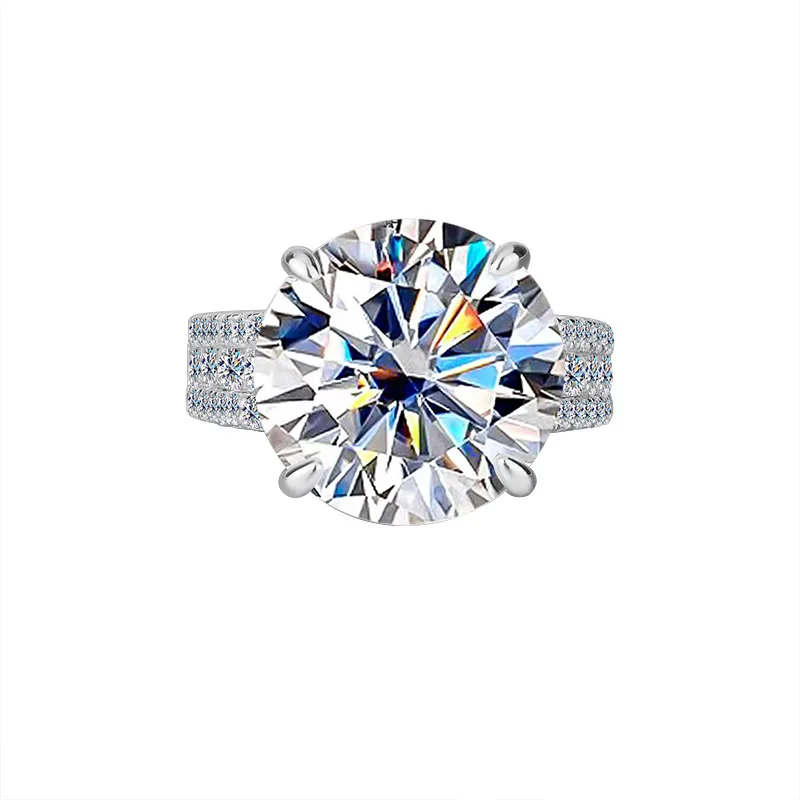 10Ct Pigeon Egg Moissanite Ring for Her: PT950 Platinum Band, Luxury Extra Sparkly Design, Large Stone Women's Statement Ring 5