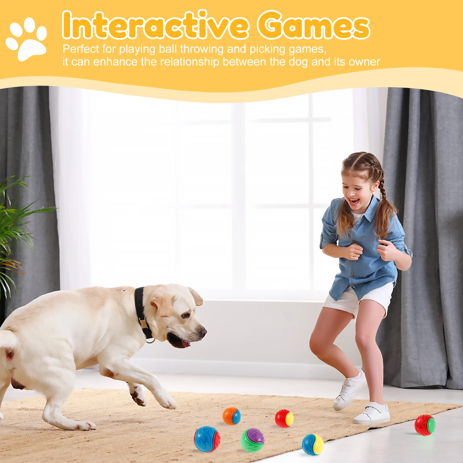 6Pcs Squeaky Balls Toys Dogs Interactive Toys TPR Dog Chew Toy for Dog Pet Teeth Cleaning Bite Resistance  Pet Supplies 4