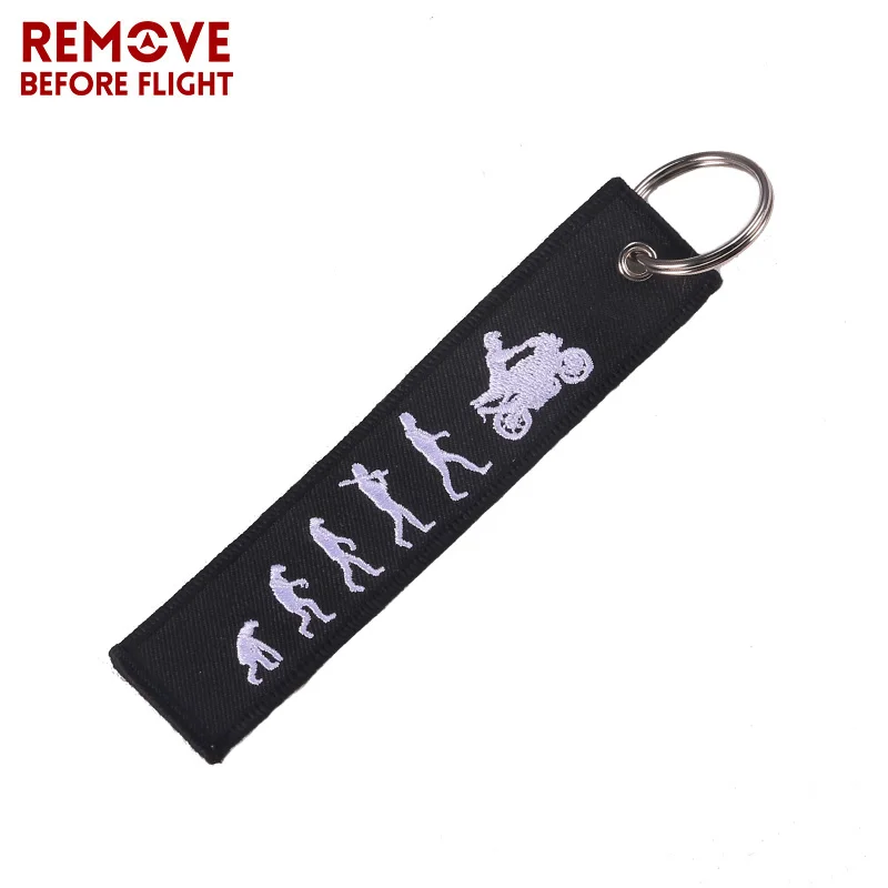 1 PC Remove Before Flight Motorcycle Keychain For Driver Key Chain Men Gifts Cars Key Tag Embroidery Trinket