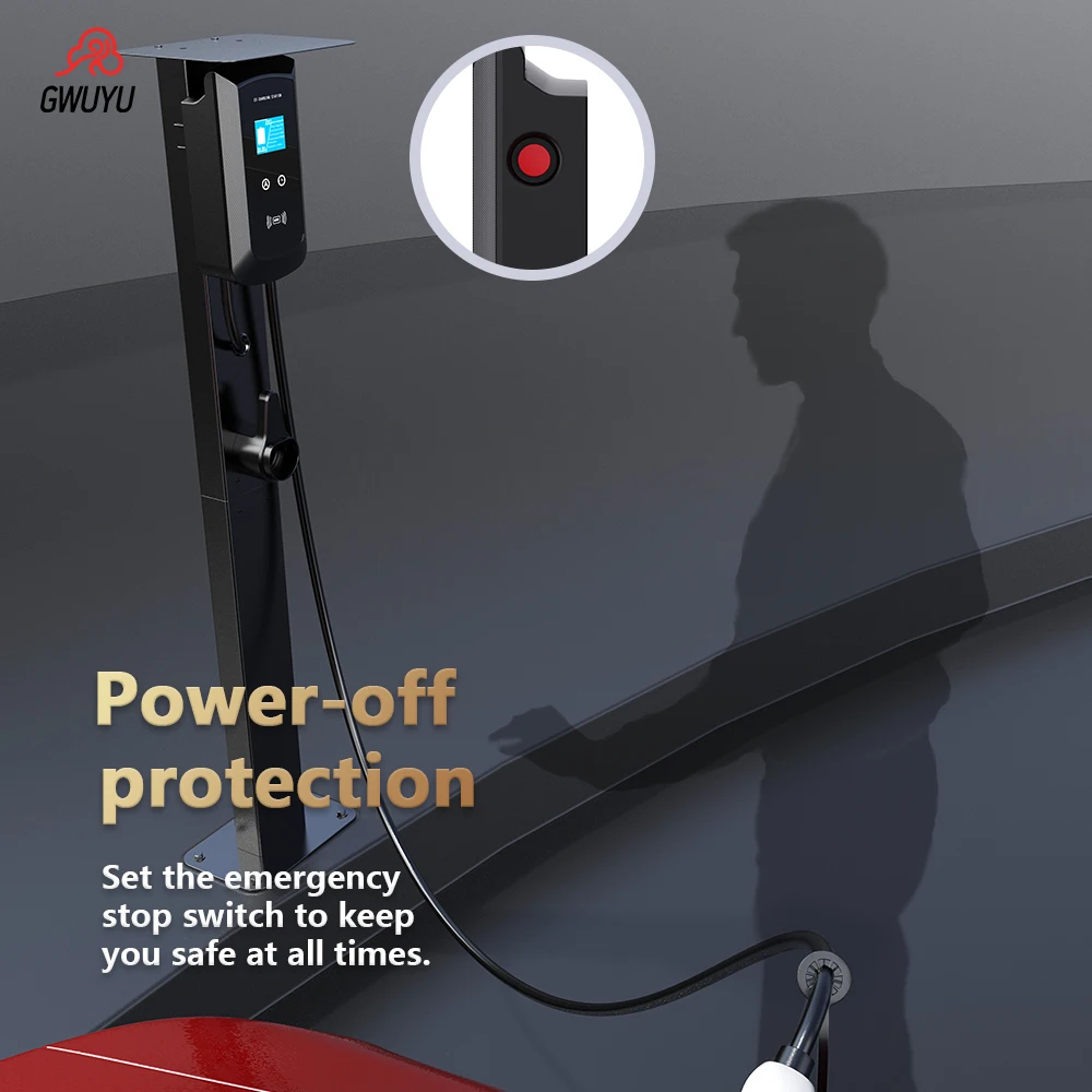 GWUYU 전기 자동차 충전기, 고속 충전기, 앱 제어, EV 충전 스테이션, JZ14, 타입 2 IEC62196-2, 11KW, 16A, 380V, 5 계량기 케이블