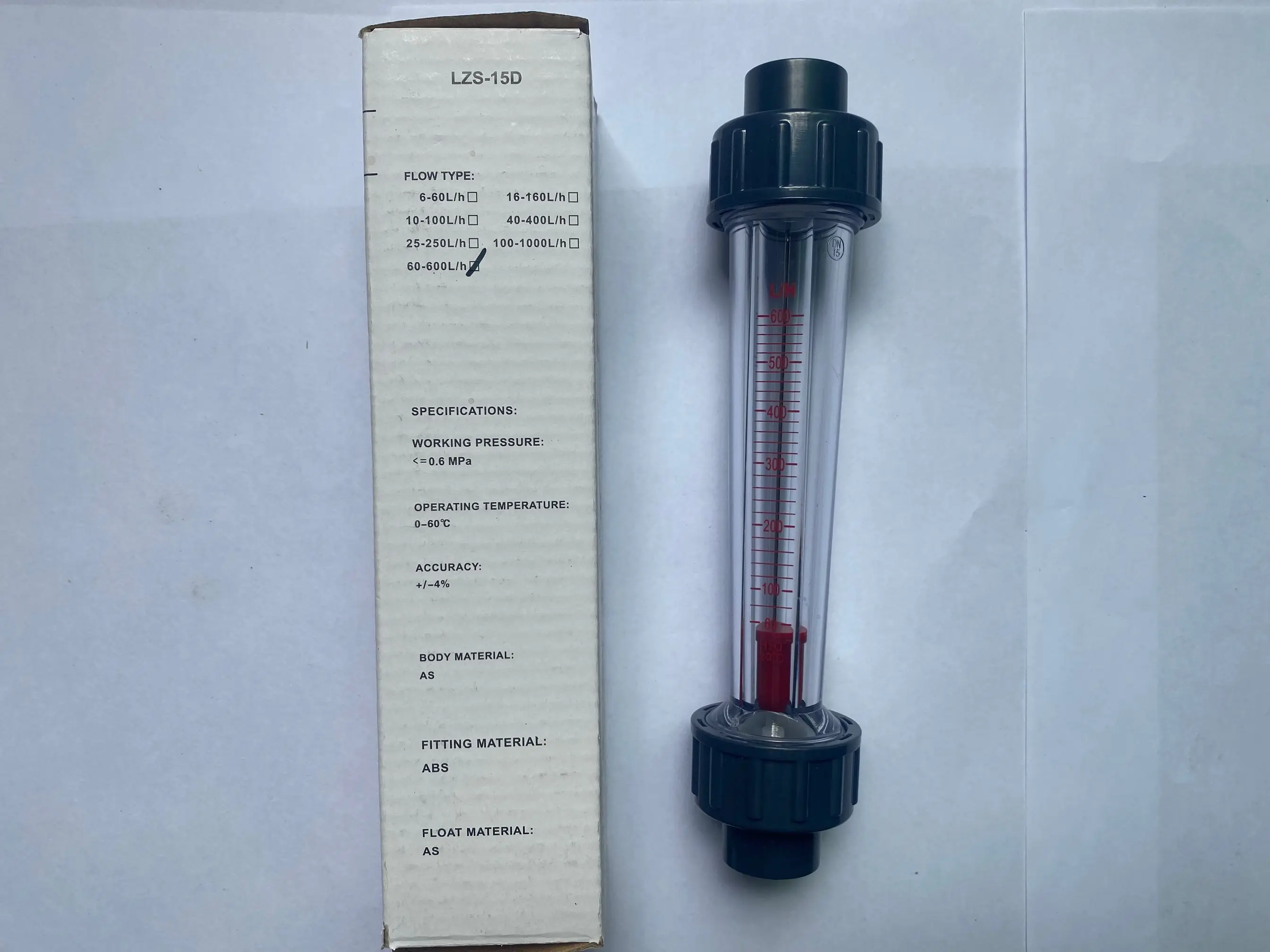 Water flow switch Rotameter Flow Measuring Instruments Water Testing Meter Tube 202mm LZS-15 60-600L/H Plastic Tube Liquid