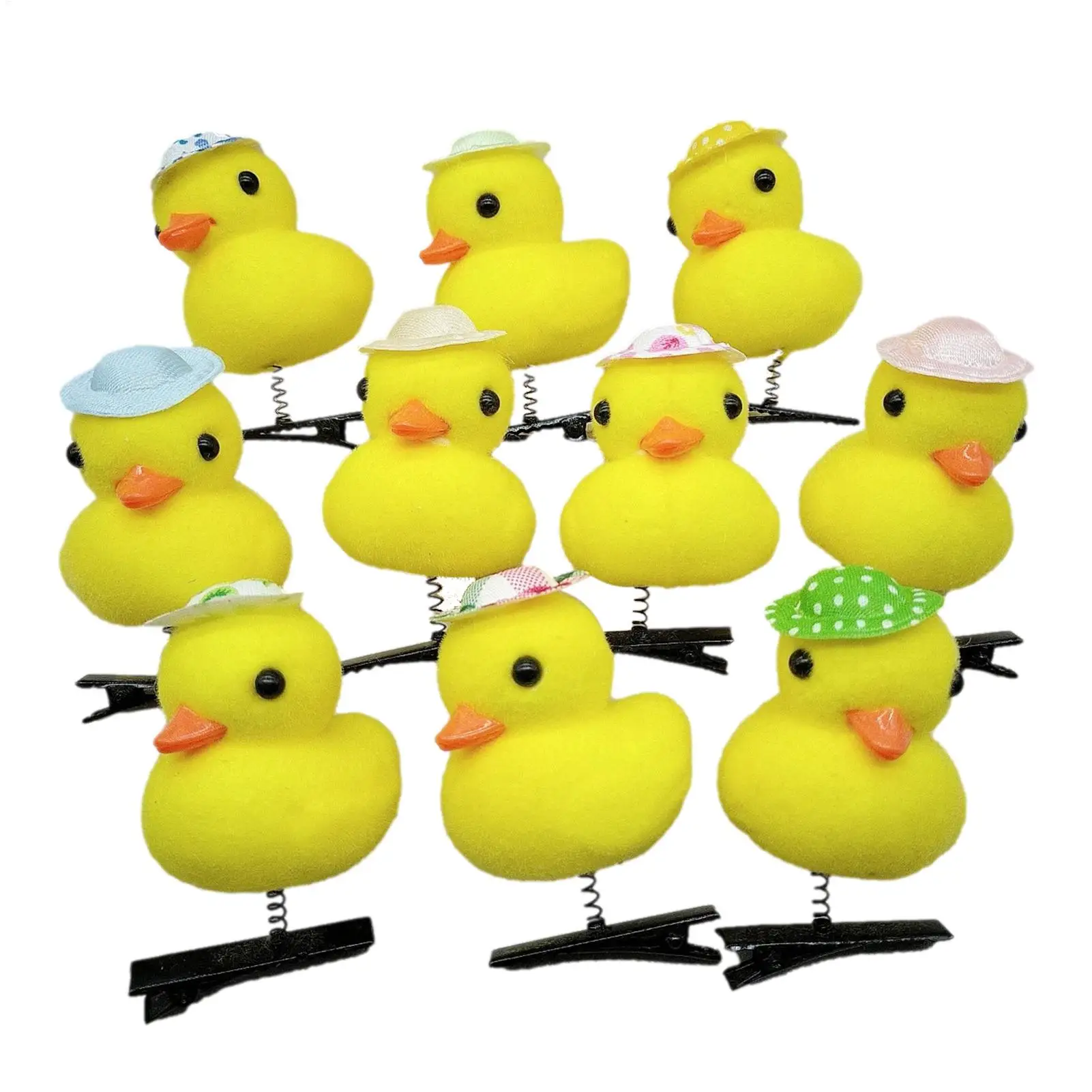 10pc hot Sale Cartoon Funny Children 3D Little Yellow Duck Plush Hairpin Fashion Animal Clip Accessories Headwear Wholesale Gift