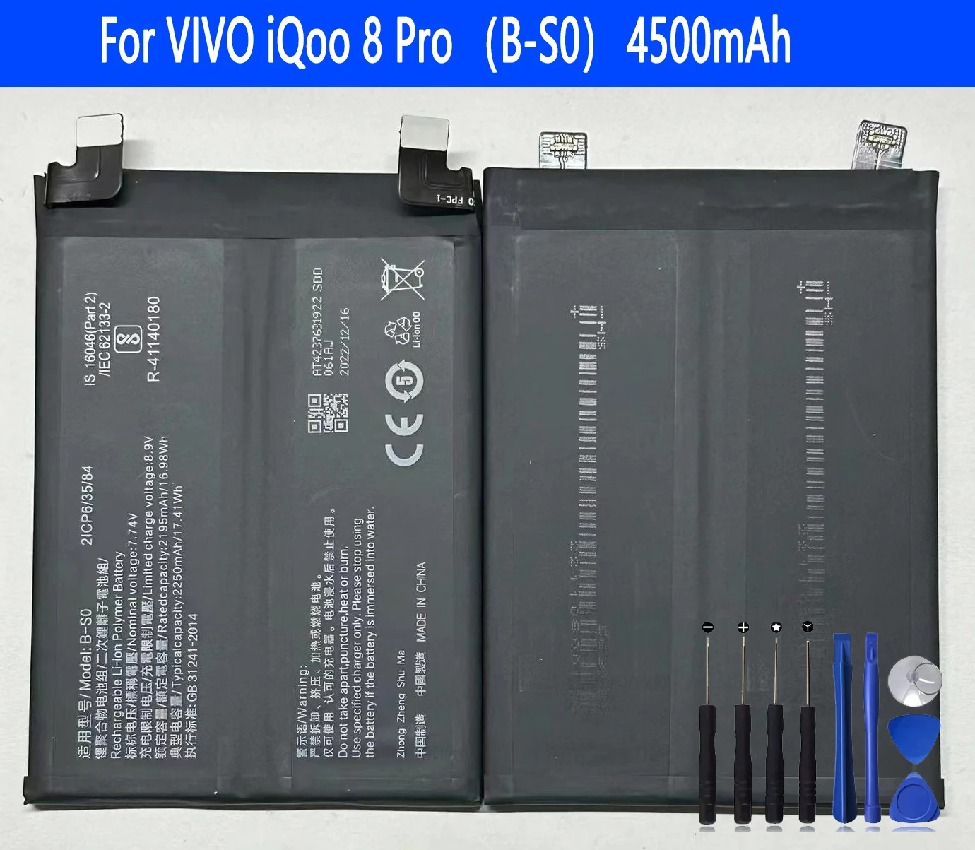 B-S0 B-SO Battery For VIVO iQoo 8 Pro Repair Part Original Capacity Phone Batteries Bateria