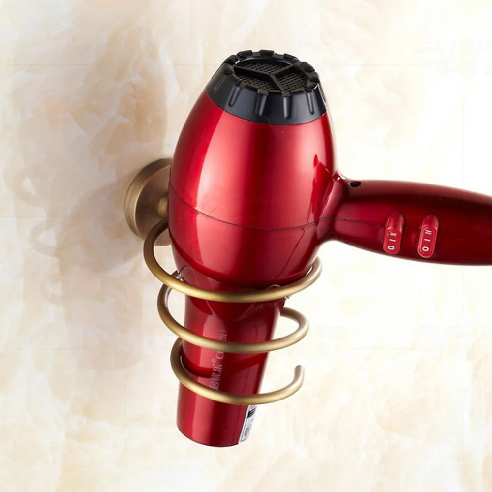 Vintage Antique Bronze Retro Brass Wall Mounted Bathroom Hair Dryer Holder Bathroom Accessory aba622