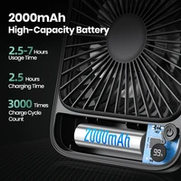 TOPK Rechargeable Portable Fan Electric Mini fan for Camping,2000mah Battery USB Desk Fan Small Silent Table Fans for Room Home 2
