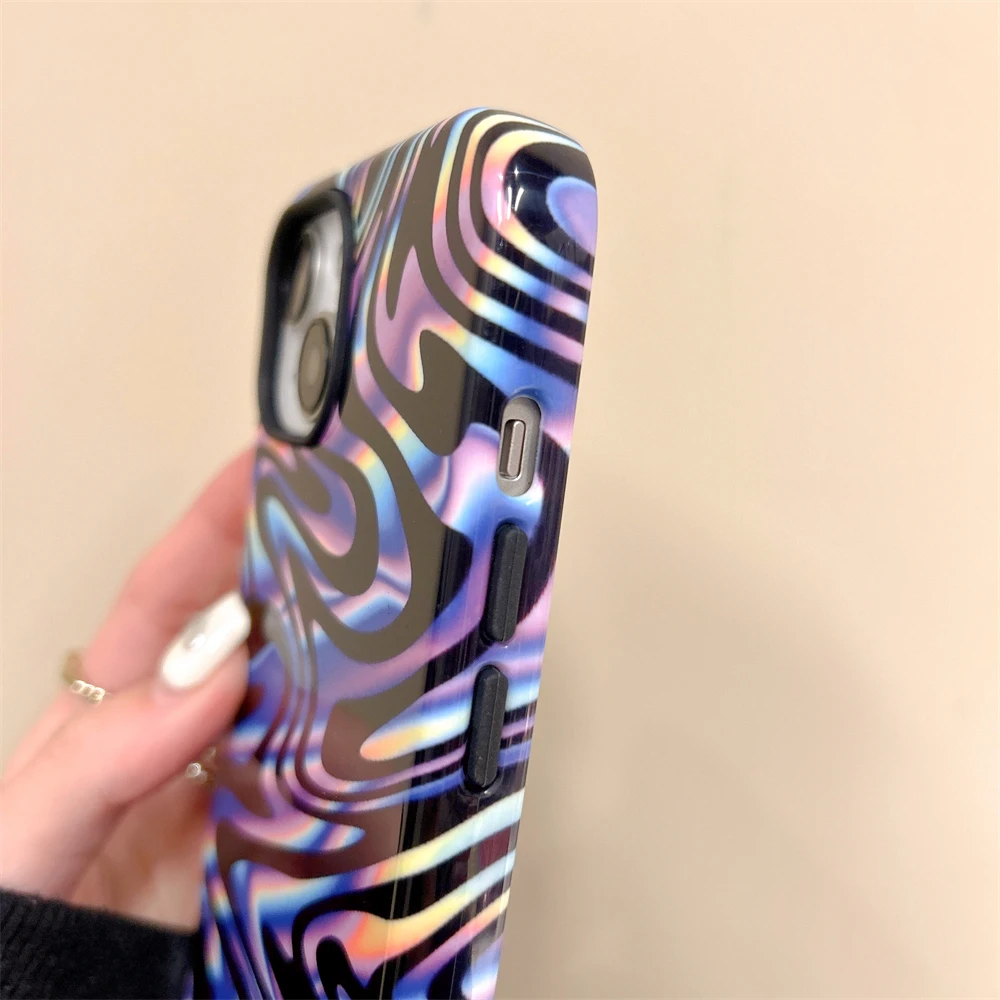 colorful lines intInclusive Magnetic Phone Case Two-In-One Film Protective Shell For iPhone 15 14 13 12 11 Pro Max Plus Mini
