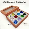 Crystal Glass Diamond Jewel Paperweight Room Decor Children Toys 12 Color Round Cut Crystal Gem Gift Box Set (12pcs) 2
