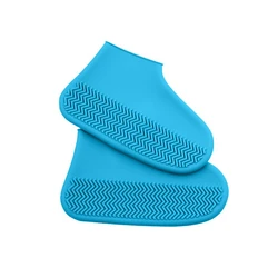 Unisex Waterproof Non-Slip Silicone Shoe Covers - Reusable, High-Elastic, Wear-Resistant Rain Boots - L 40-45 (Blue)