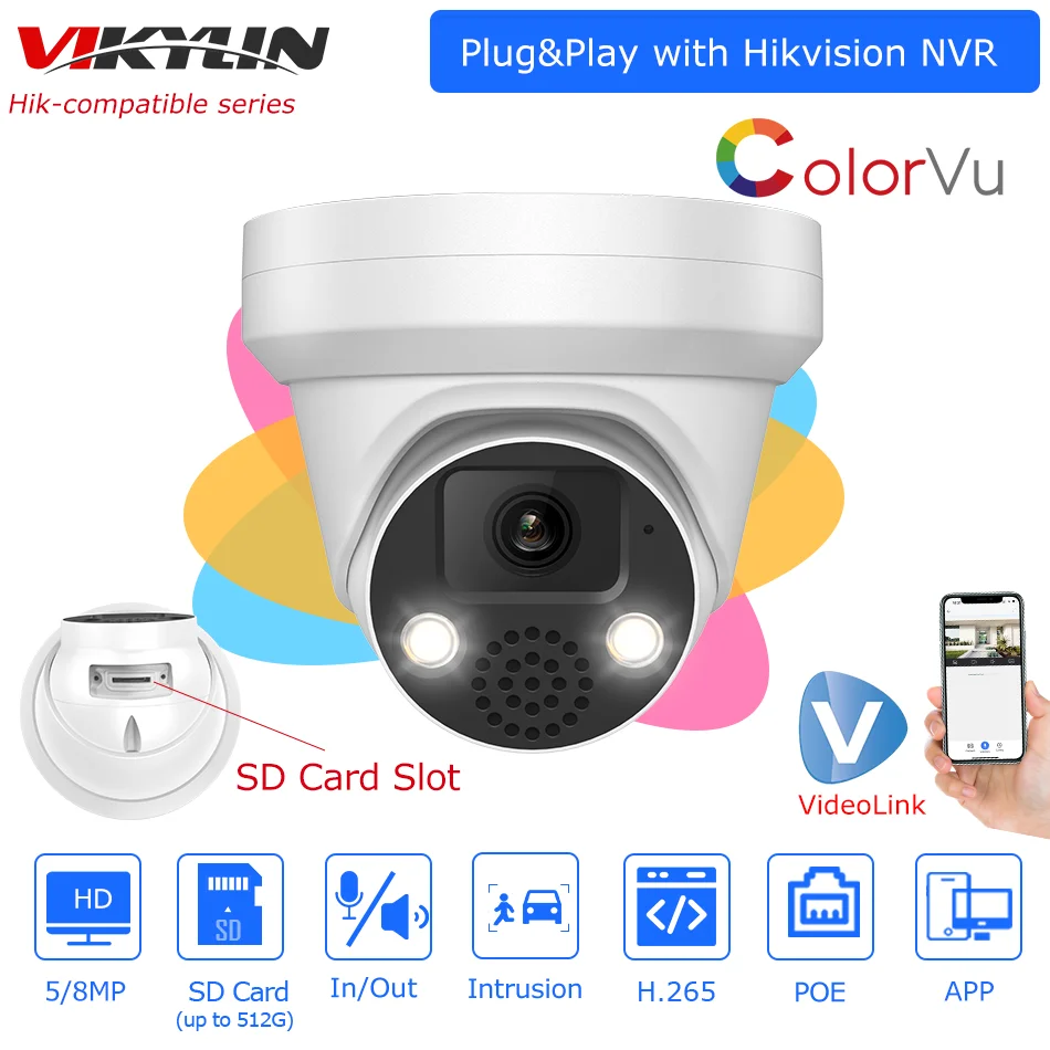 Hikvision Compatibile 5Mp 8Mp Colorvu Ip Camera Bulit-In Mic Speaker Protezione Di Sicurezza Sorveglianza Telecamera Ip Plug & Play Hik Nvr