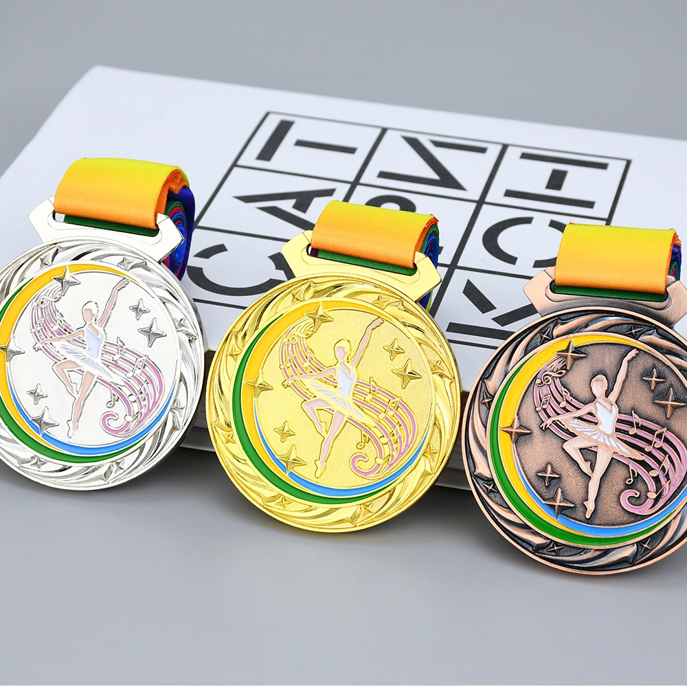 7cm 100g dança competição medalha de alta qualidade medalhas de dança ouro prata bronze medalhas de ouro lembranças esportivas medalha personalizada