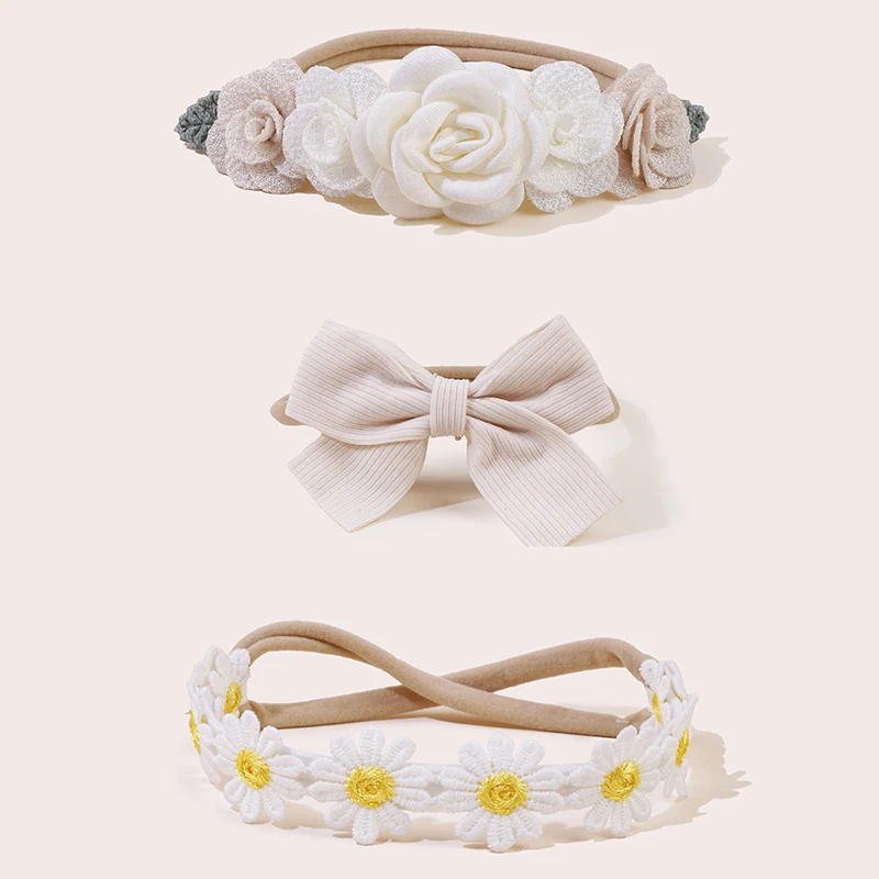 3PCS Baby Girl Headwear fashionable seasonal baby flower bow decorations with headbands for decoration 4