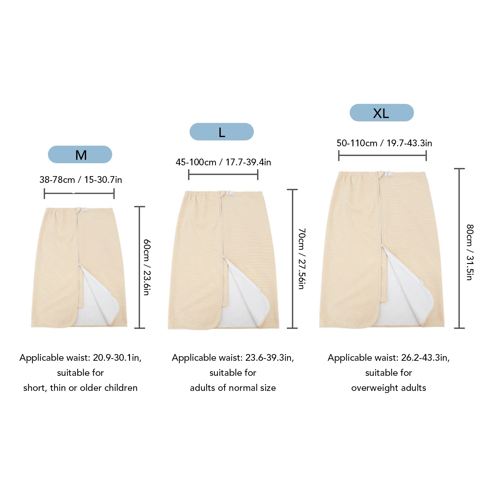 Adult Diaper Skirt Diaper Skirt Washable Cotton Cloth Wearable Incontinence Bed Pad for Adults Elderly Khaki Snap Button Type 5