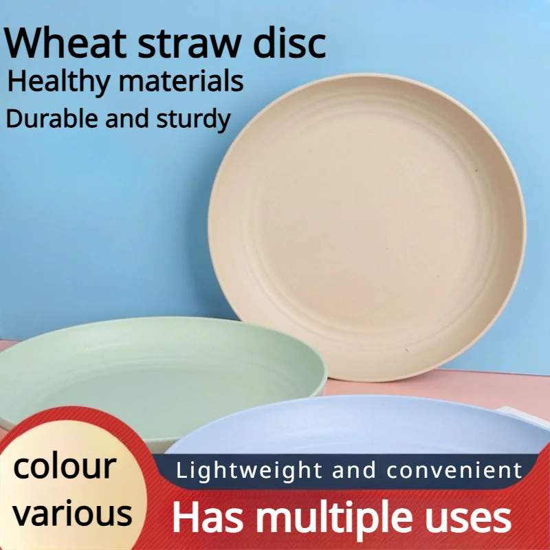 Wheat straw vegetable plate, large capacity, multi-purpose, household gathering, picnic, portable dining plate