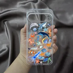 Ocean Life Summer Clear Soft TPU Phone Case - Cute Sea Shell Design - Pixel 8A (-1)