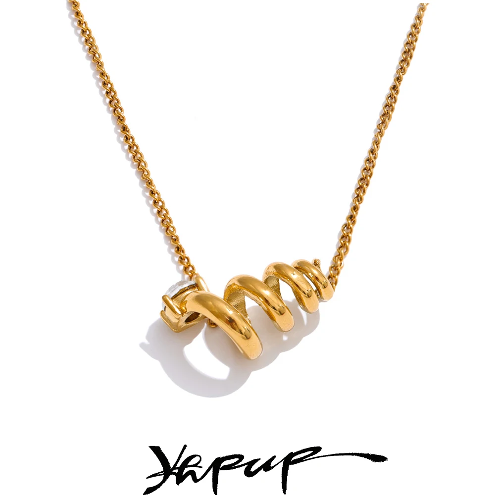 Yhpup Jewelry Geometric Pendant Hypoallergenic Stainless Steel Golden