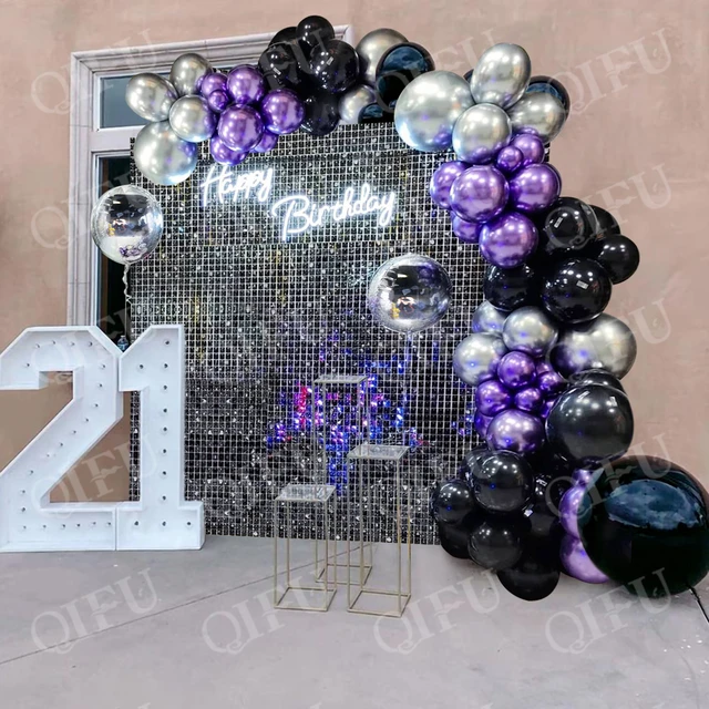 Ballons en Latex en arc, 112 pièces, en métal, violet, noir, argent, Kit de  guirlande, pour mariage, anniversaire, fête prénatale, décoration DIY -  AliExpress