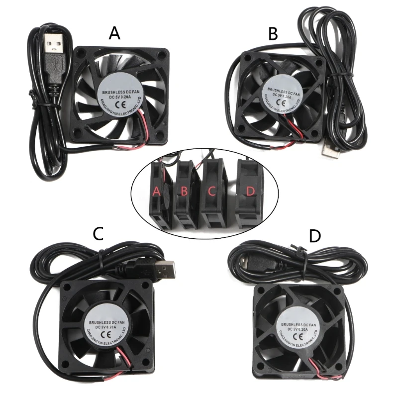 

6cm 60mm Fan 6010 6015 6020 6025 DC5V USB Plug Quiet Router Box Cooling Fan