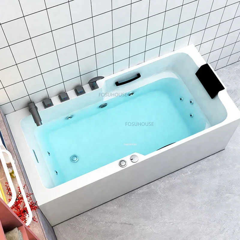 Nordic Acrylic Bathtubs For Bathroom Hotel Massage Bathtub Adults Lie Down Portable Comfortable With Armrests Thicken Seat Bath