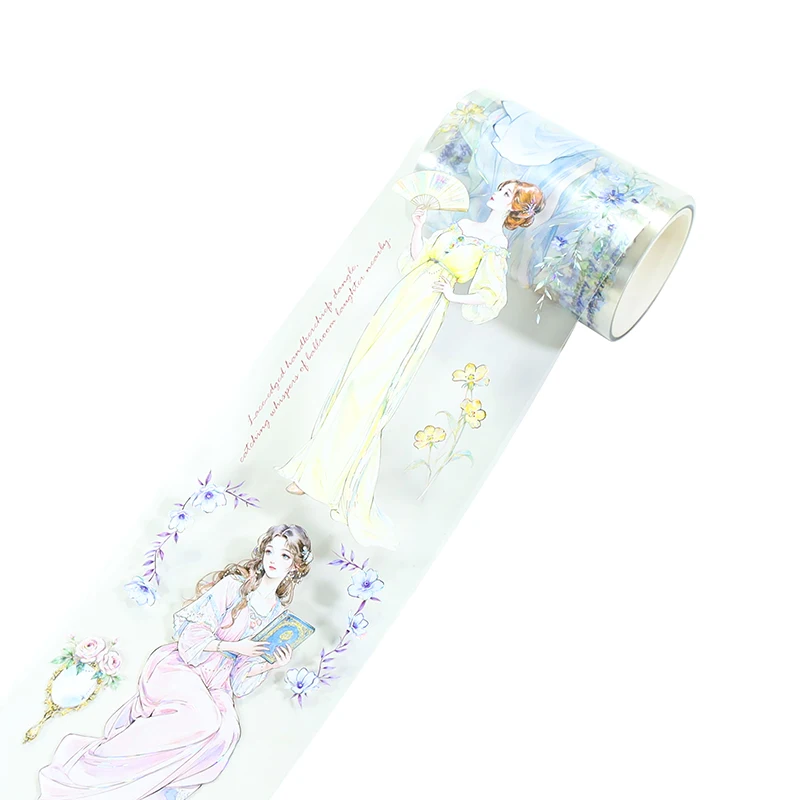 60mm*200cm 빈티지 소녀 꽃 캐릭터 풍경 PET 테이프 크리에이티브 DIY 저널 재료 콜라주 스크랩북킹 문구류