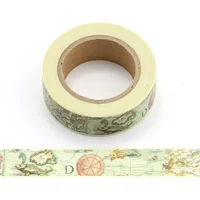 1PC 10M Decorative Retro World Map Washi Tape Paper for Planner Scrapbook Journaling Adhesive Tape 15mmx10m School Supply 1