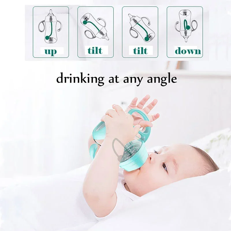 Baby Feeding Bottle Infant Drop-proof With Straw and Handle Milk Feeding