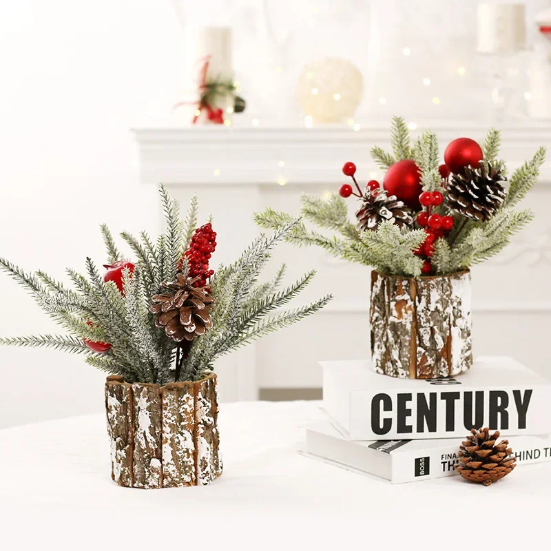 

Christmas Decorations Xmas Tree 25cm Flocked PE Simulated Mini Christmas Tree Home Window Desktop Christmas Decorations for Home